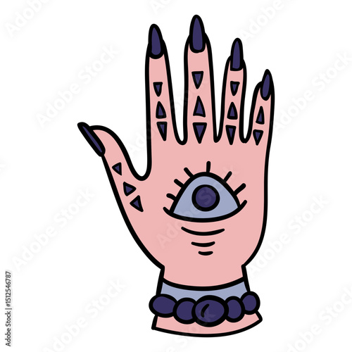 Magic hand palm hand drawn