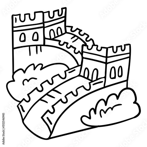 Hand drawn chinese great wall stroke