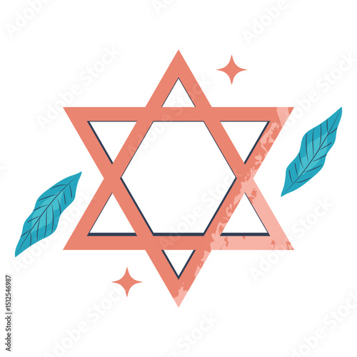 Pink star of david illustration