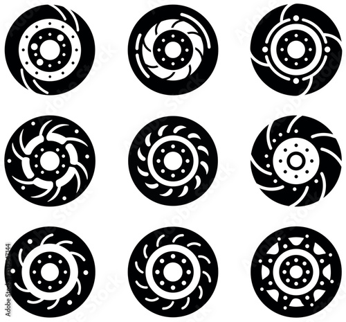 Automotive Brake Disc Rotor Icon Set - Performance Designs