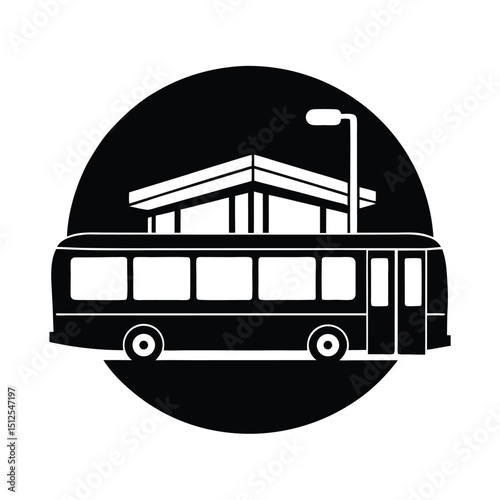 Bus terminal vector silhouette