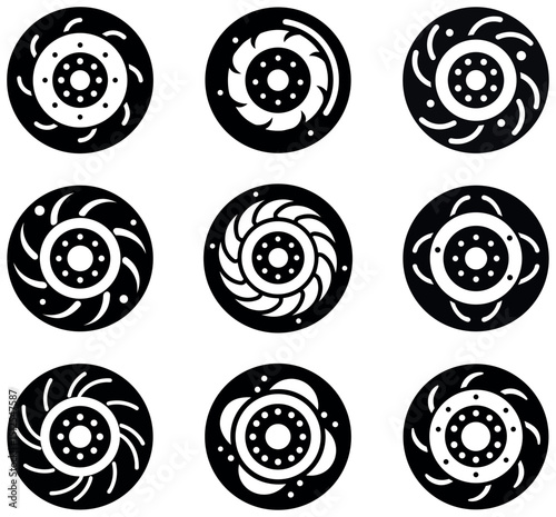 Automotive Brake Disc Rotor Icon Set - Performance Designs