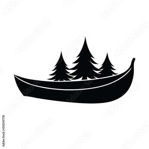 Canoe boat vector silhouette
