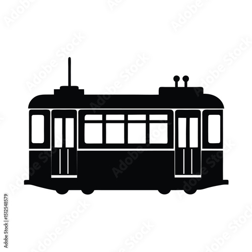 City tram side view vector silhouette
