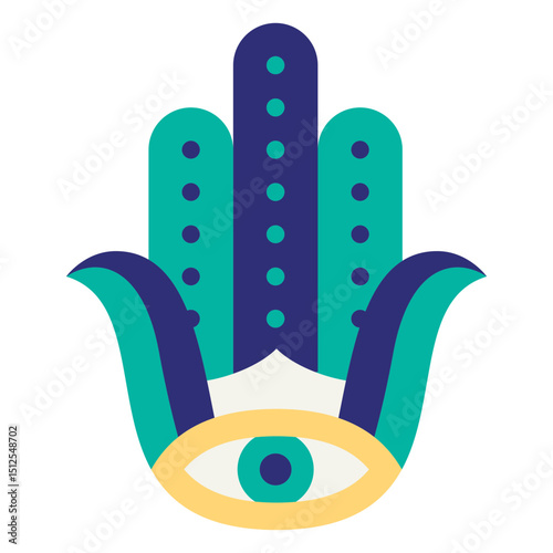 Eye Jewish Hamsa hand flat