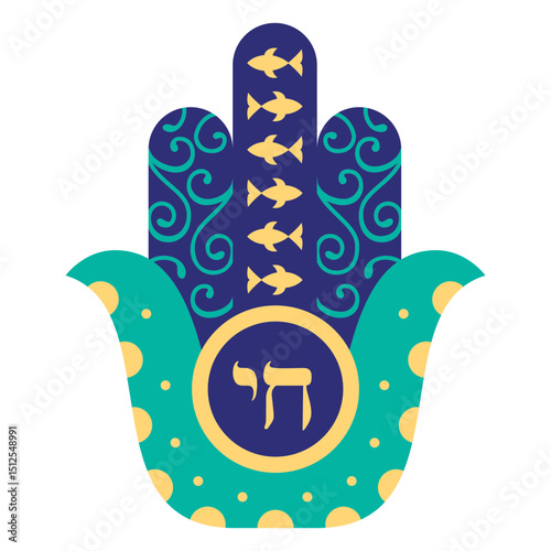 Hamsa Chai swirls fish flat