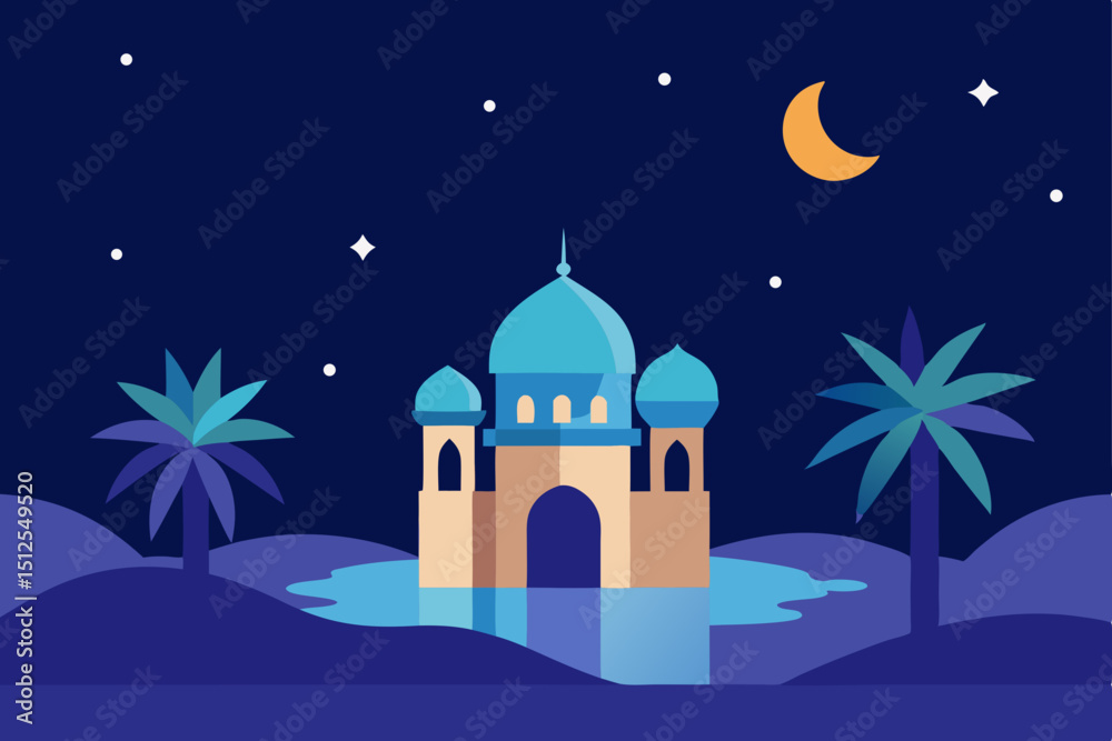 Naklejka premium mosque in the night