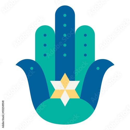 Hamsa hand Star jewish flat