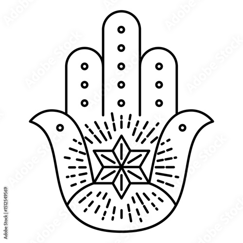Jewish Hamsa hand star stroke