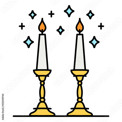 Shabbat candles color-stroke
