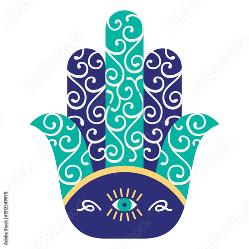 Swirly hamsa hand eye flat