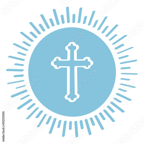 Catholic cross in circle cut out