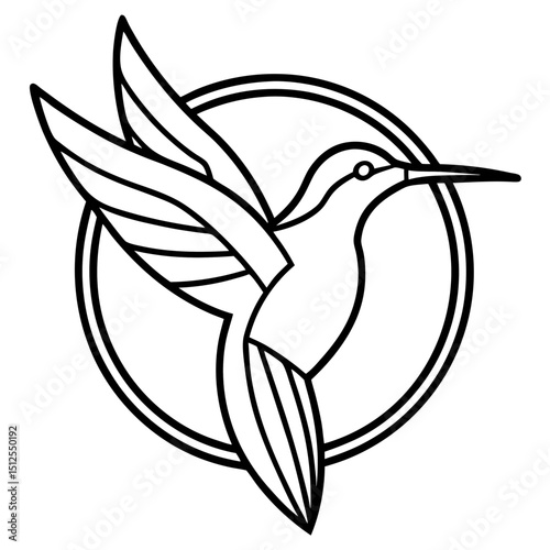 Thin Line Art Hummingbird Logo vector illustration