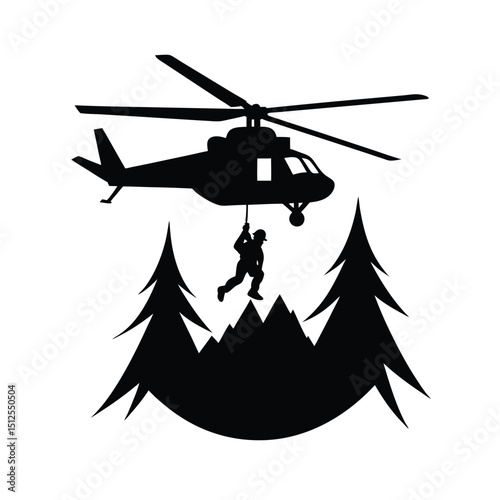 Helicopter rescue vector silhouette