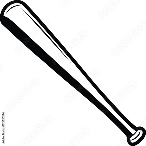 baseball bat silhouette, narrow handle, sports icon
