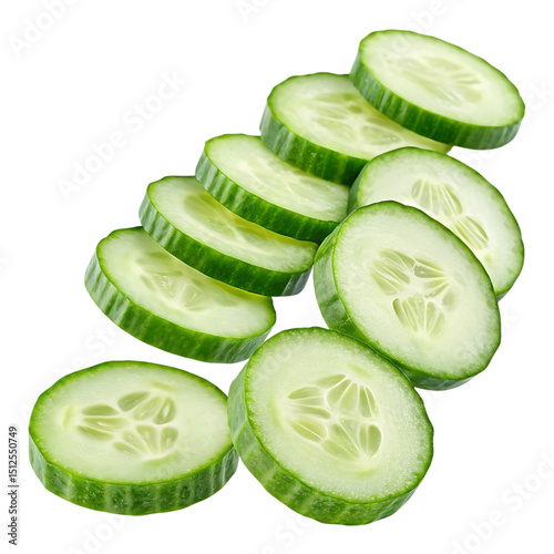 Fresh and Healthy Cucumber Slices for Your Recipes, isolated transparent background Png, AI Generative