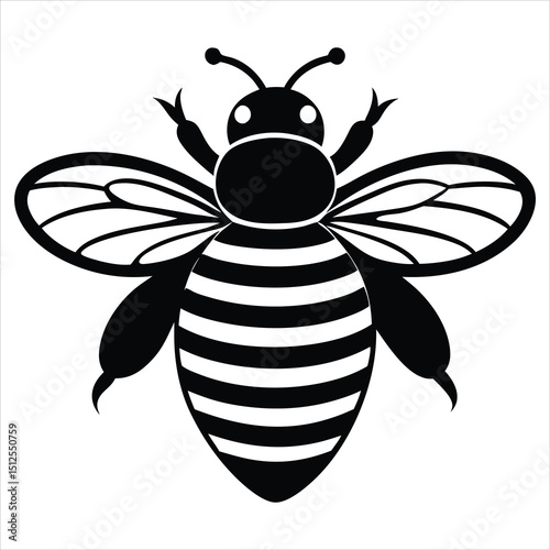 Silhouette of a bee, Buzzing Honeybee Collecting Nectar from Vibrant Spring Blossoms
