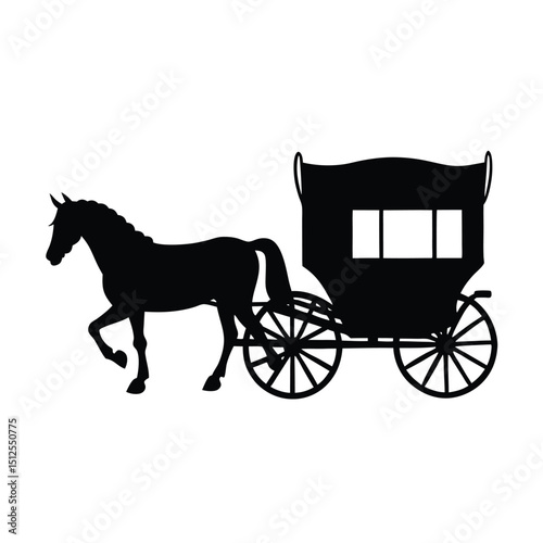 Horse drawn carriage vector silhouette
