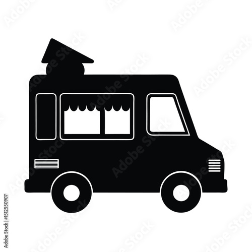 Ice cream truck vector silhouette