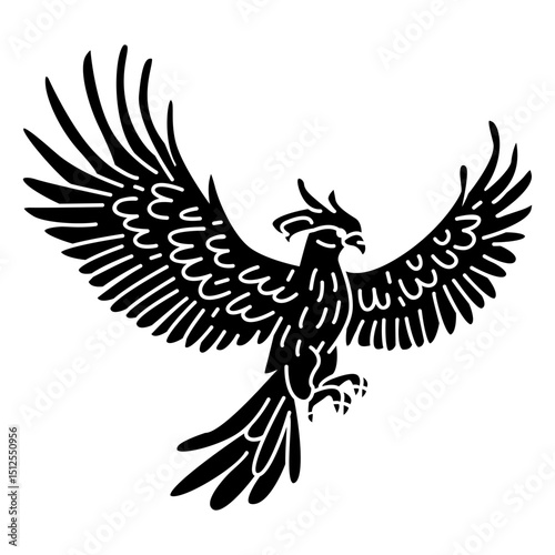 Phoenix with spread wings cut out