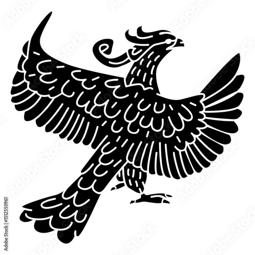 Phoenix with open wings cut out