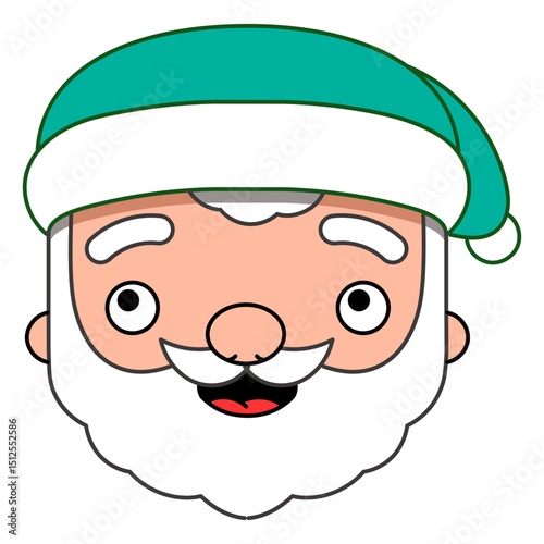 Christmas characters Santa with green hat color stroke