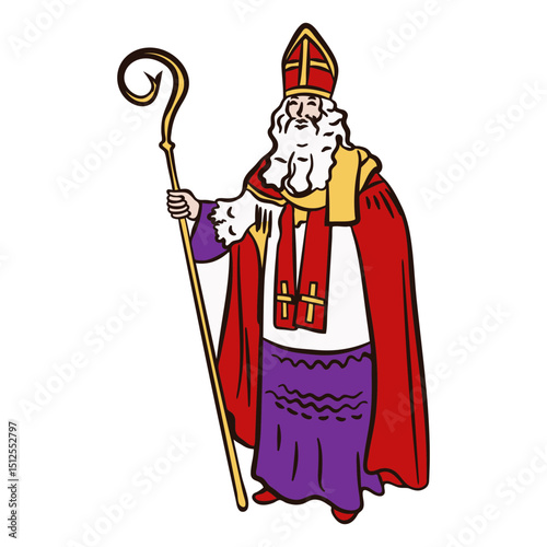 Santa Claus in pope costume color stroke