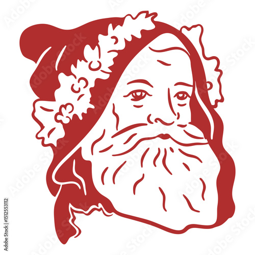 Santa Claus in hood filled stroke