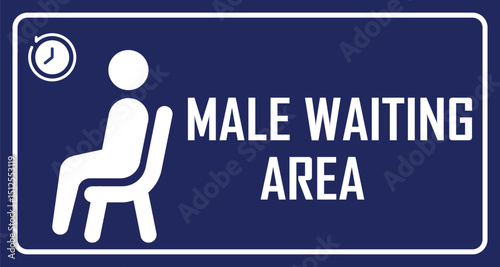 Adobe Male Waiting Area Sign – Flat Design Vector Icon for Public Spaces