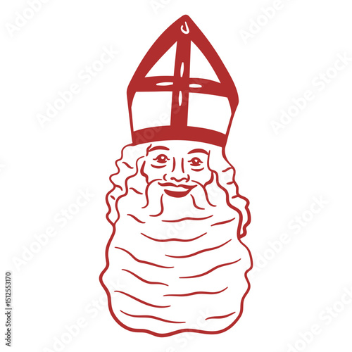 Santa Claus in pope hat filled stroke