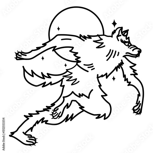 Werewolf tattoo stroke moon