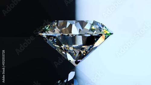 Diamond rotating on black and white background. Seamless loop 3D animation