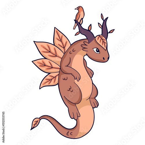 Dragon illustration birds