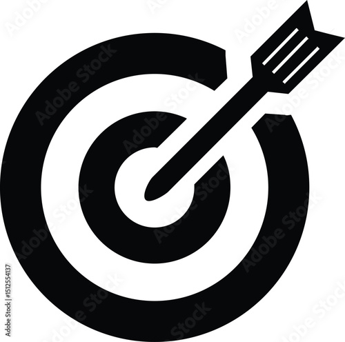 dart hitting target isloated on a white background