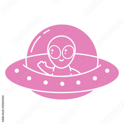 Spaceship alien cartoon cut out character