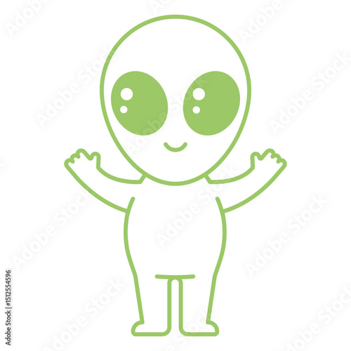 Space alien cartoon stroke character