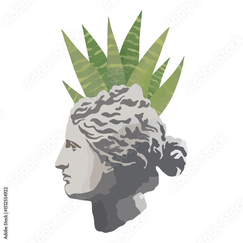 Graceful sculpture adorned with leaves