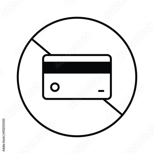 No credit card icon collection. No cards, Card prohibition symbol.