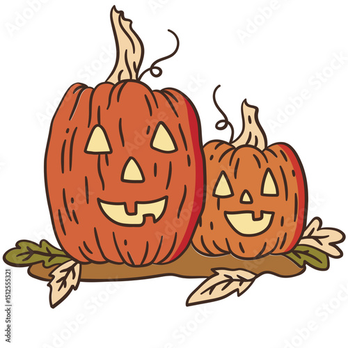 Spooky pumpkins on a Halloween stage