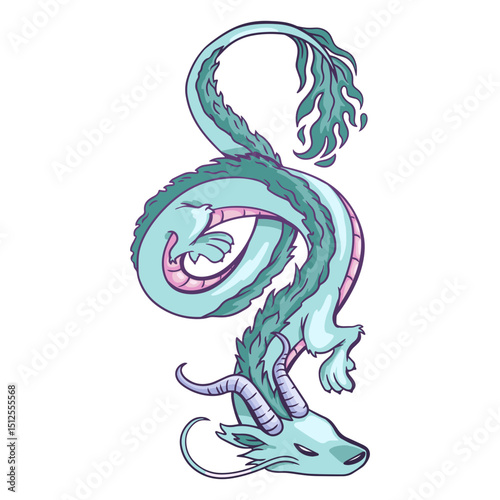 Asian dragon gracefully posing