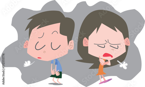 ため息をついてる男女主線なし
