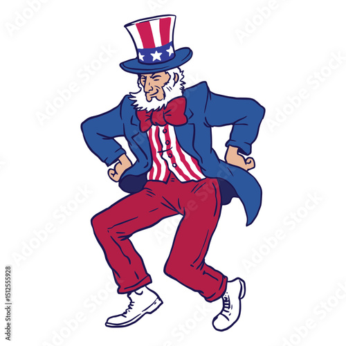 Cartoon image of an uncle sam dancing