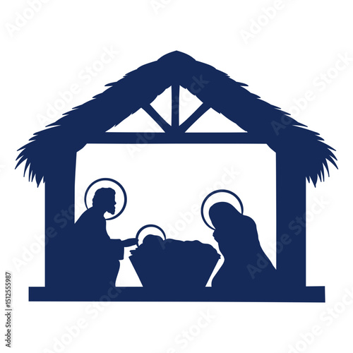 Silhouette of jesus in a nativity scene