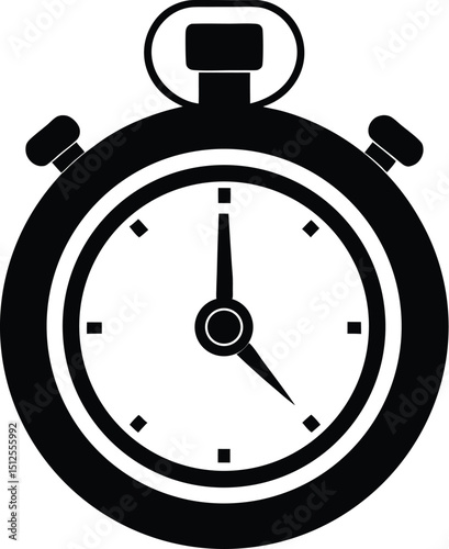 Stopwatch silhouette vector, sports timer icon, minimal timekeeping design, athletic countdown symbol

