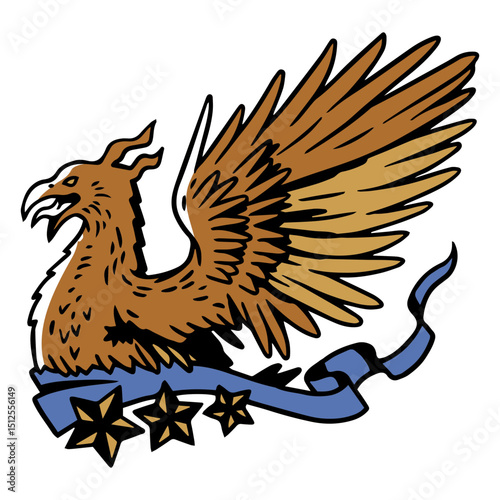 Majestic eagle design with wings and stars