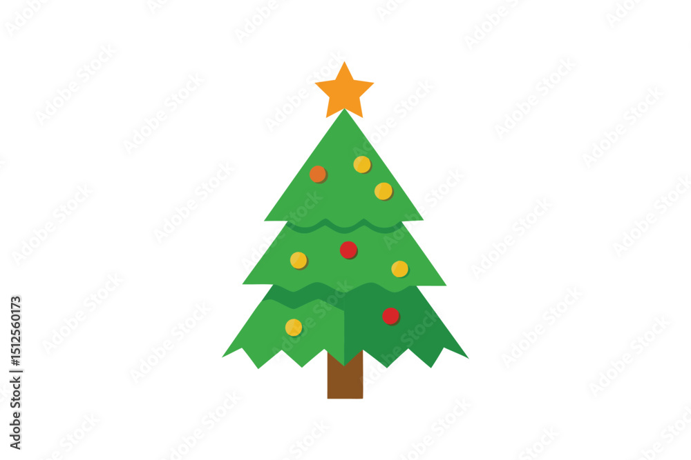 Fototapeta premium Christmas Tree Holiday Design for Decor on White Background