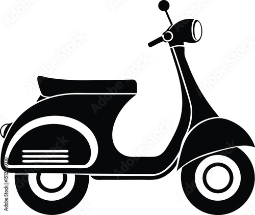 Scooter silhouette vector, kick scooter icon, black transport graphic, minimal mobility design
