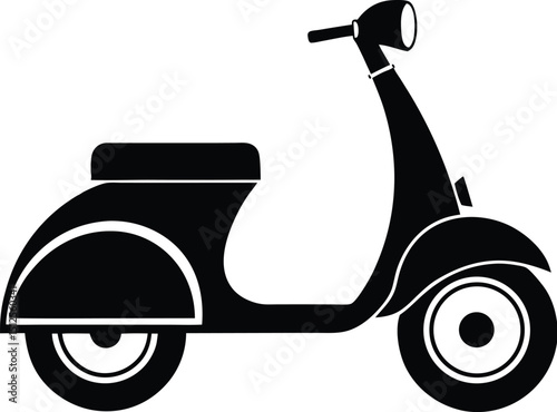 Scooter silhouette vector, kick scooter icon, black transport graphic, minimal mobility design
