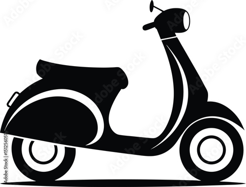 Scooter silhouette vector, kick scooter icon, black transport graphic, minimal mobility design
