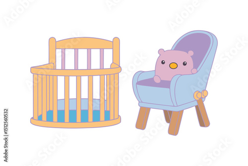 Manger Crib Scene Nativity Art with White Background
